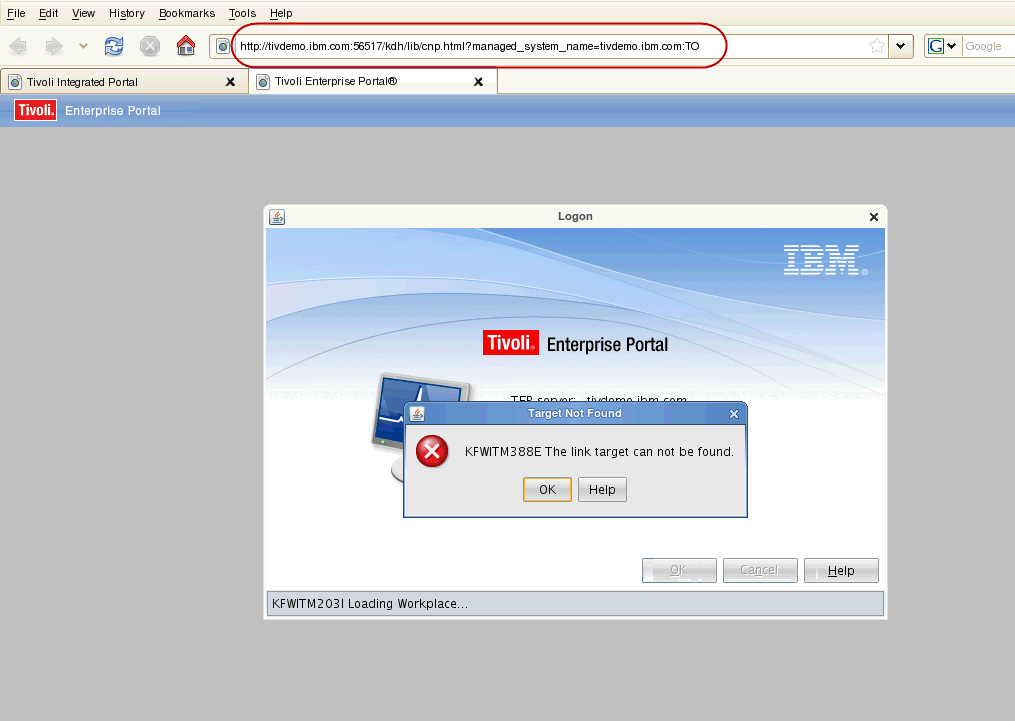TBSM to TEP Launch in Context returns "KFWITM388E the link target can not  be found"