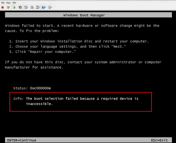 Virtual machine fails to boot with black screen after restore.