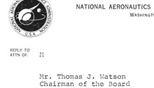 NASA Letter head addressed to Mr. Thomas J. Watson, Chairman of the board