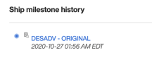 Example of logged information from ship milestone history, from IBM Business Transaction Intelligence