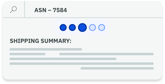 shipping summary label indicating three of five stages of progress have been achieved